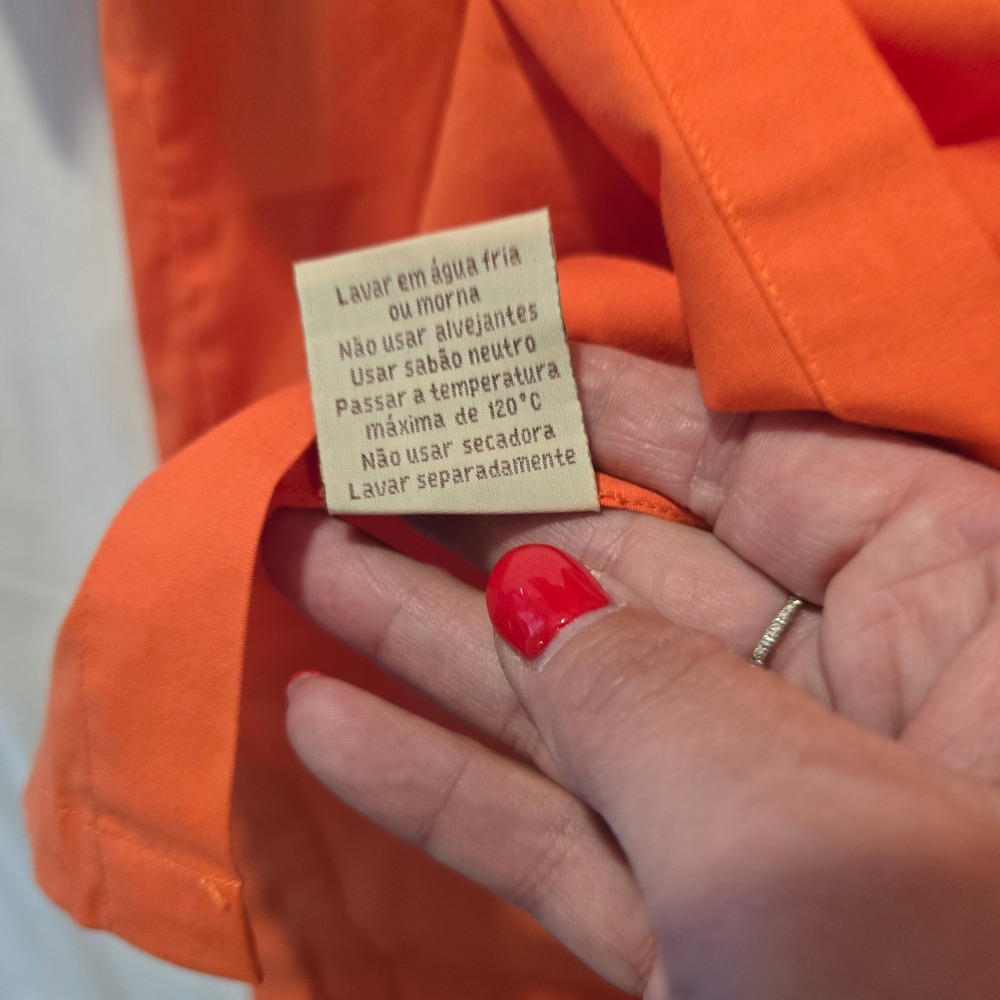 Bruno Minelli Men's Orange Short Sleeve Stretch Button Down Shirt - Picture 4 of 5